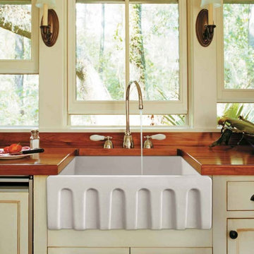 Empire Industries Caesar 24" Reversible Fluted Front Thick Edge Fireclay Farmhou