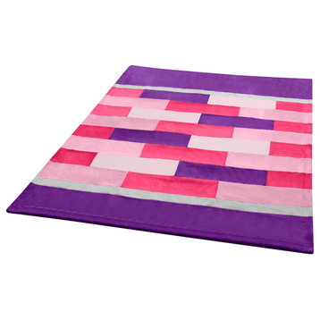 Onitiva - Purple Mood Soft Coral Fleece Patchwork Throw Blanket (59"-78.7")