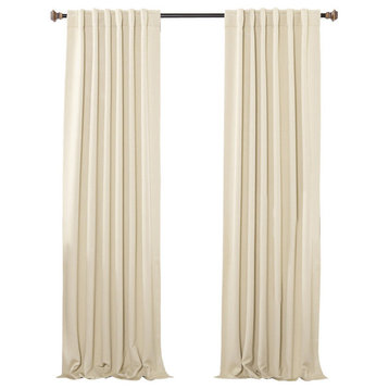 Solid Thermal Blackout Curtain Panels, Beige, 120", Set of 2