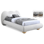 Meridian Furniture - Hyde Boucle Fabric Upholstered Bed, Cream, Twin - Escape to a haven of restful nights and luxurious mornings with the Hyde Boucle Fabric Bed, a versatile centerpiece that caters to your unique style and comfort preferences. The bed is enveloped in rich cream boucle fabric, its sumptuous texture adding depth and dimension to your bedroom. This captivating material creates a striking contrast against lighter bedding and decor, ensuring your bed remains a stylish focal point regardless of your chosen aesthetic. The appeal doesn't stop at beauty. It offers the unique option of both natural finish and black finish solid wood legs, included with each bed. This allows you to effortlessly adapt the bed to your existing decor or even transform its entire look with a simple switch. Unwind, relax, and experience the true meaning of blissful sleep with the Hyde Boucle Twin-sized Fabric Bed.