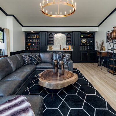Home theater - cottage home theater idea in Other