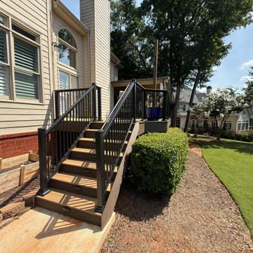 Custom composite deck with elevated side porch, Alpharetta Georgia