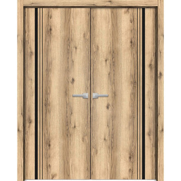 Solid French Double Doors 60 x 80 | Planum 0011 Oak with