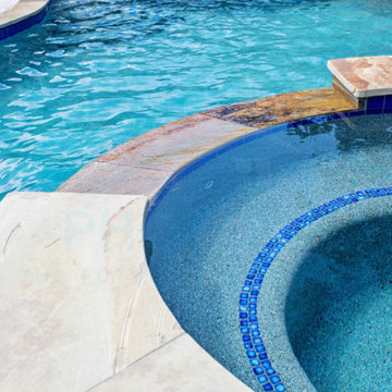 Spa Spillover with Flagstone Coping