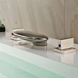 Salvador Deck Mounted Brushed Nickel Finish Double Handle Bathtub Faucet - Bathtub Faucets