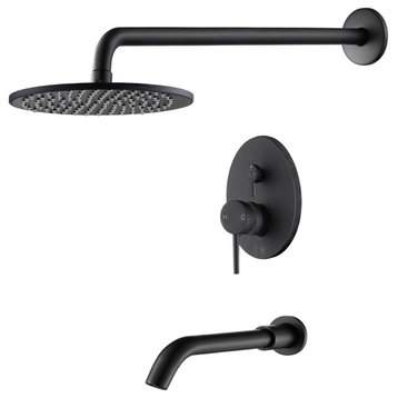 RADIANCE Shower and Bathtub Combo Set with Rough-in Valve, Matte Black