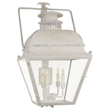 Holborn Bracketed Outdoor Wall Lantern, 4-Light, Old White, Clear Glass, 33.5"H
