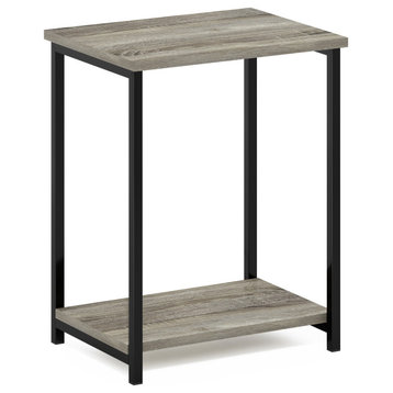 Furinno Simplistic Industrial Metal Frame End Table, French Oak