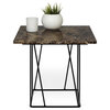 Tema Helix 20x20 Marble Side Table with Black Steel Legs, Brown Marble
