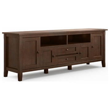 Maklaine Wood 72" Transitional TV Media Stand in Russet Brown For TVs up to 80"