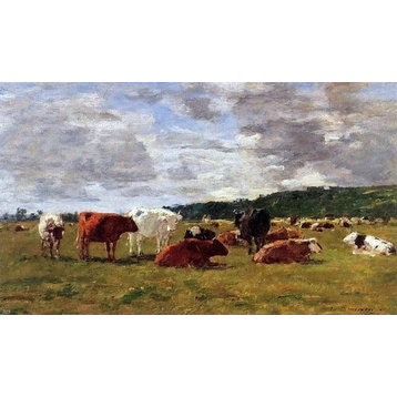 Eugene-Louis Boudin Pasture at Deauville, 18"x27" Wall Decal