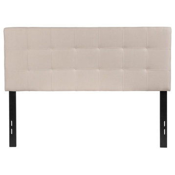 Bedford Tufted Upholstered Full Size Headboard, Beige Fabric