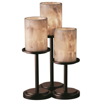 Alabaster Rocks! Dakota 3-Light Table Lamp, Cylinder/Flat, Bronze