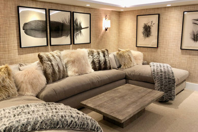 Home theater - scandinavian home theater idea in Salt Lake City