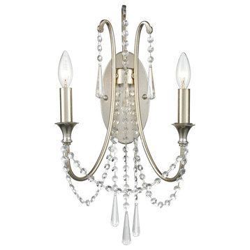 Crystorama ARC-1902-SA-CL-MWP 2 Light Wall Mount in Antique Silver