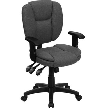 Gray Fabric Multifunction Swivel Ergonomic Task Office Chair, Arms