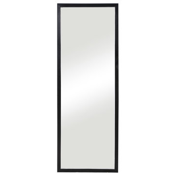 Matte Black Wood Classic Wall Mirror Tall Full Length Silver Modern Minimalist