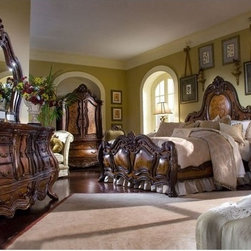 AICO Furniture - Chateau Beauvais Panel Bedroom Set in Noble Bark - AICO-CHATEAU - Bedroom Furniture Sets