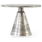 Four Hands - Mina Bistro Table,Raw Antique Nickel - Modern-industrial styling lets in a glimmer of sheen. Solid aluminum is finished in raw antique nickel for a visually-arresting takeaway with natural character. A stylized spin on the classic pedestal shape. Safe for outdoors. Cover or store indoors during inclement weather and when not in use.