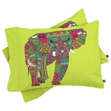 Deny Designs Sharon Turner Painted Elephant Chartreuse Pillow Shams, King