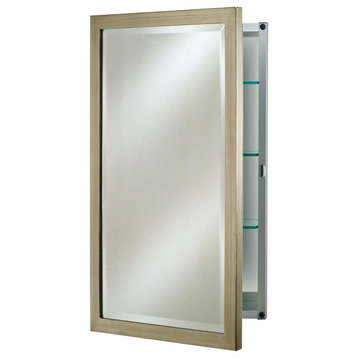 Afina Basix 16"x26" Single Door Medicine Cabinet, Brushed Silver