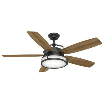 Casablanca 56" Caneel Bay Ceiling Fan With Light Kit & Wall Control, Aged Steel