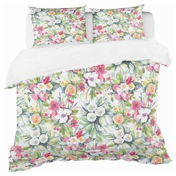 Abstract Floral Pattern Shabby Chic Duvet Cover Set, Queen