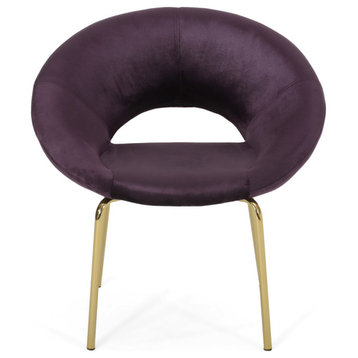 Brown Modern Glam Velvet Accent Chair, Blackberry/Gold