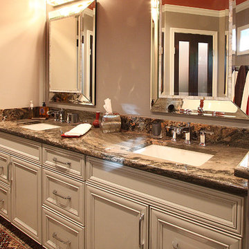 Eclectic Master Bath | Dura Supreme Grey Cabinets