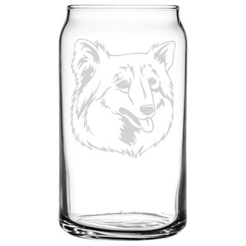 Finnish Spitz Dog Themed Etched All Purpose 16oz. Libbey Can Glass