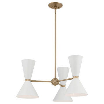 Phix 6 Light Chandelier 1 Tier Small, Champagne Bronze and White