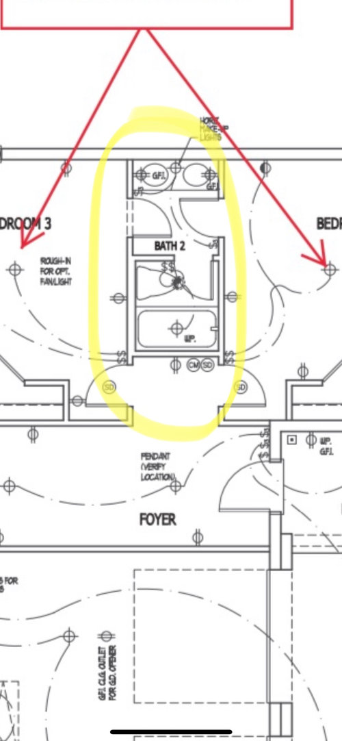 Bathroom door swing overlap