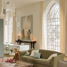 cream curtains white walls