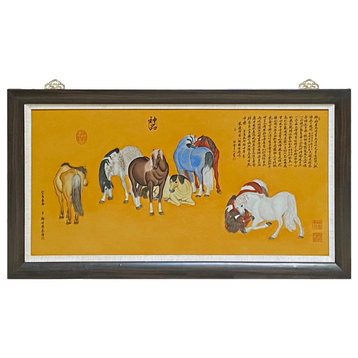 Chinese Porcelain Lang Shih Ning Eight Horses Painting Wall Decor Hcs7675