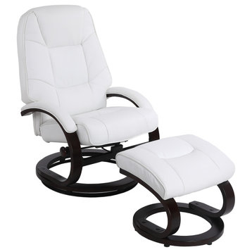 Sundsvall Recliner and Ottoman in White Air Leather