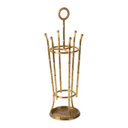BRASS UMBRELLA STAND W/ RATTAN - Coatracks And Umbrella Stands