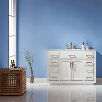 Ivy White Bathroom Vanity Set, 48", Without Mirror