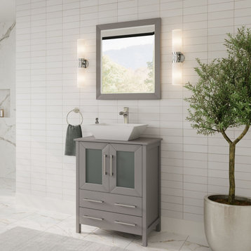 The Sinclair Bathroom Vanity, Brown, 24", Single Sink, Freestanding