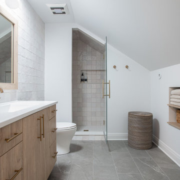 Scandinavian Style Primary Bathroom Attic Conversion | Arlington Heights, IL