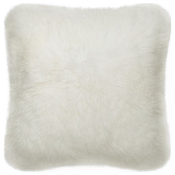 Classic Sheepskin Double-Sided Pillow, Natural Ivory, 18"x18"