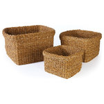 Napa Home and Garden - Seagrass Square Baskets With Cuffs, Set of 3 - Store everything from hand towels to children's toys in this set of Sea Grass Square Baskets With Cuffs. Hand-made from woven brown seagrass with cuffed edges, these three square baskets are supple and stylish.
