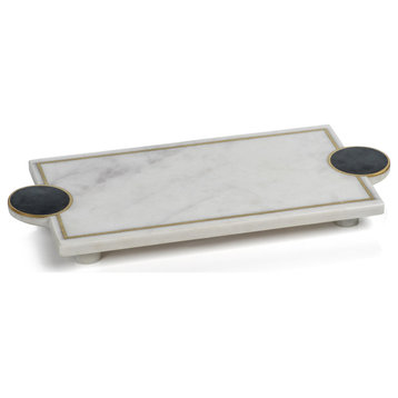 Karmello Stone and Marble Footed Tray