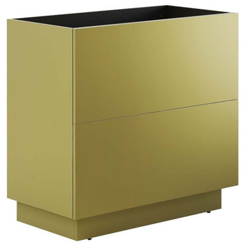 Modway Quantum 36" Modern Wood Bathroom Vanity Cabinet in Gold
