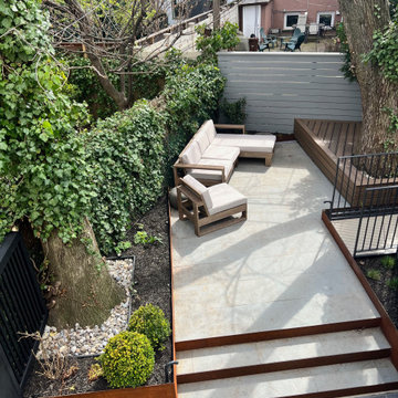 Park Slope backyard corten planters