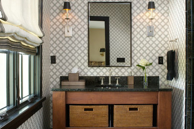 Inspiration for a timeless bathroom remodel in DC Metro with multicolored walls