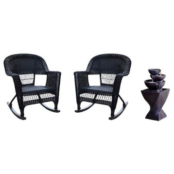 3 Piece Patio Furniture Set with (Set of 2) Patio Rocker and Water Fountain