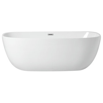 70" Soaking Roll Top Bathtub, Glossy White, Bt10770Gw