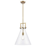 Innovations Lighting - 1-Light Mini Pendant, Brushed Brass, Clear - The Newton is a modern industrial collection that incorporates Exceptional architectural details and heavy metal design. These fixtures come together with a cone, bell, or sphere shaped shade, in metal or glass. Making this collection perfect for creating a truly exceptional space.
