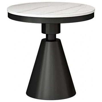 Gold/White/Black Round Small Modern Coffee Table For Living Room, Black + White, D19.7"