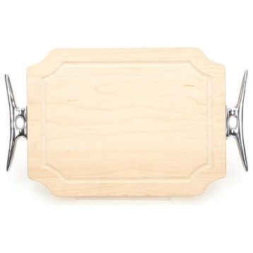 BigWood Boards Scalloped Cutting Board, Boat Cleat Handles, Maple, 9"x12"x0.75"